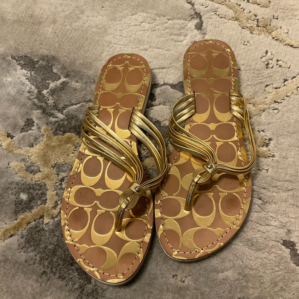 COACH Maria Gold Metallic Sandal